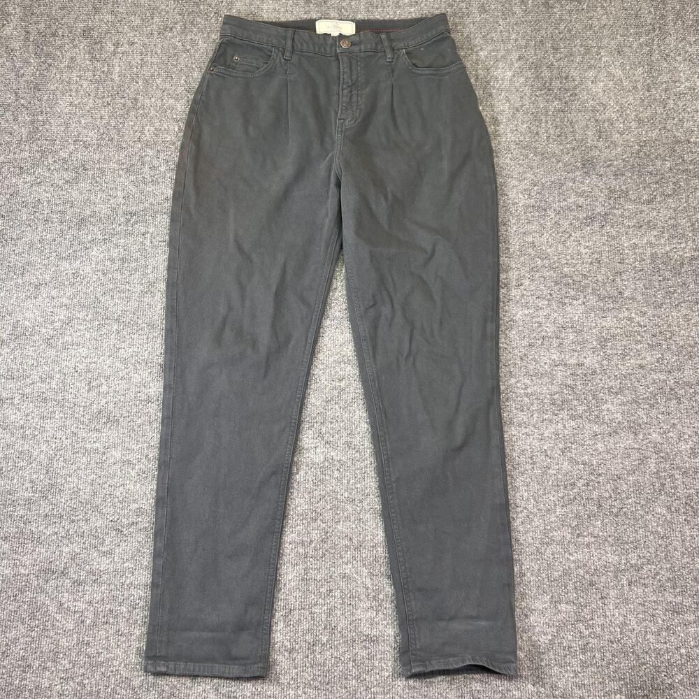 Fat Face Jeans Women 4 Gray Charcoal Wash High Rise Straight Pleated Denim 27x27